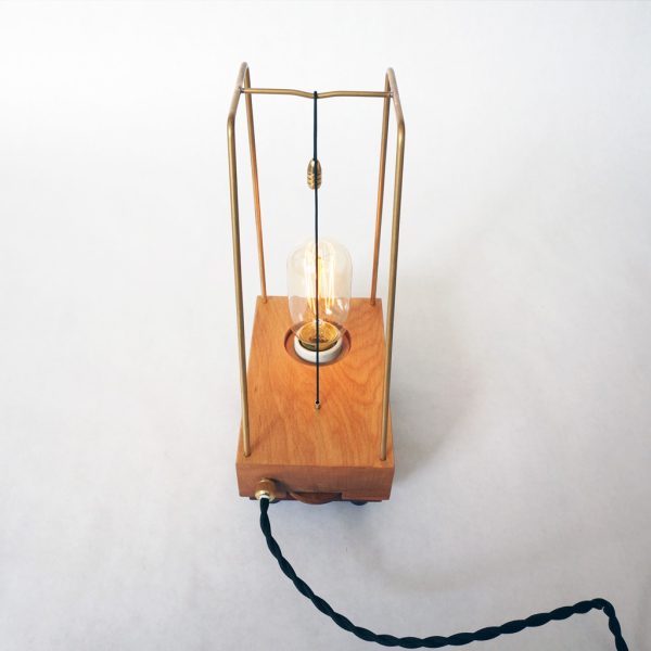 Lamp 'Trek' | messing en hardhout | Edison tafellamp